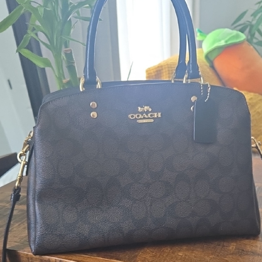 Coach Black Satchel with Signature Gold Accents